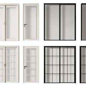 现代推拉门3D模型下载